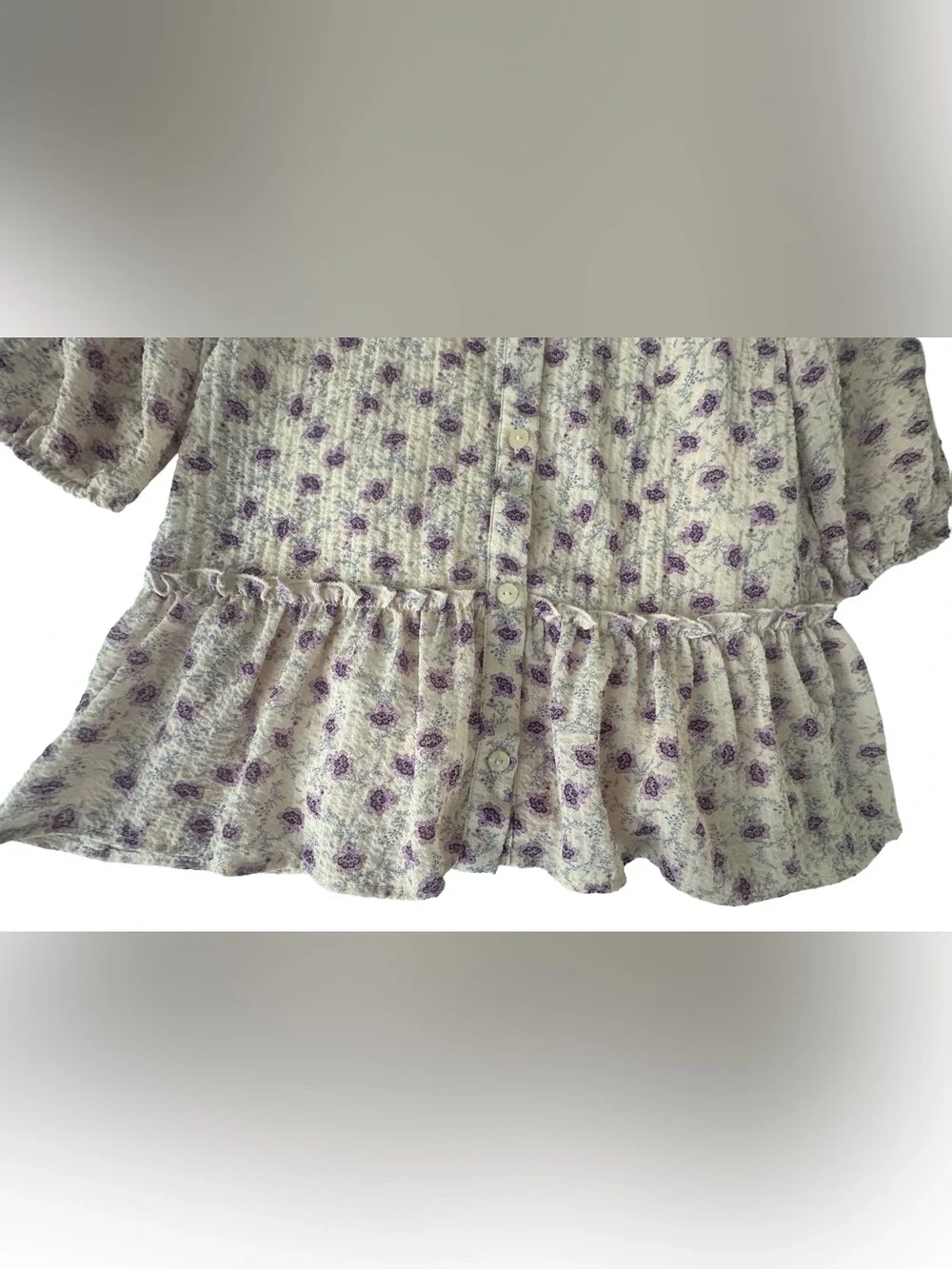 Zara girl’s Cream Dress with Purple Floral Print.  Size 2-3T.